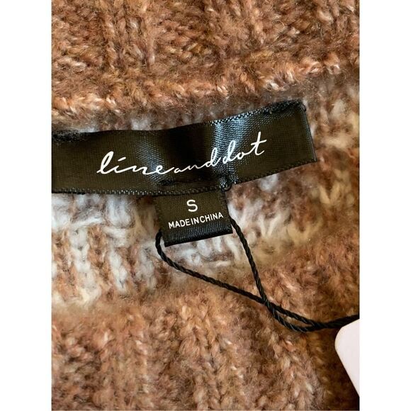 LINE & DOT Houndstooth Plush Sweater Tan Size S - Picture 10 of 12